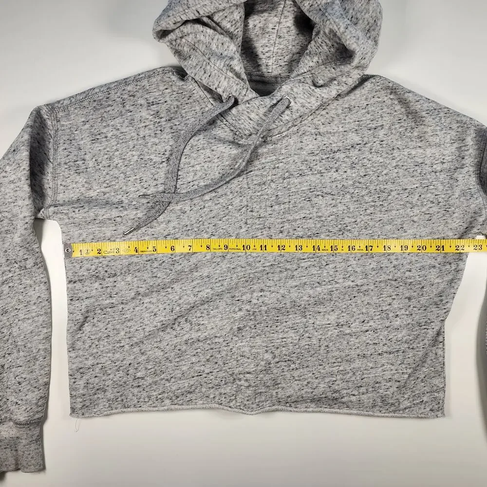 Abercrombie & Fitch Cropped Hoodie Gray Marled Pullover‎ Small Y2K